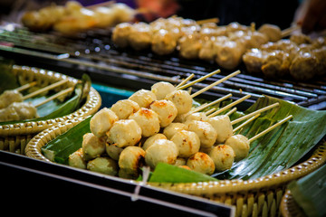 meat ball roasted Thai style snack Find a simple way along the way.