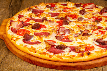 Pizza with sausages