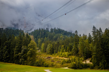 The pylon of the new cable car from Eibsee to the summit of Zugspitze in Germany