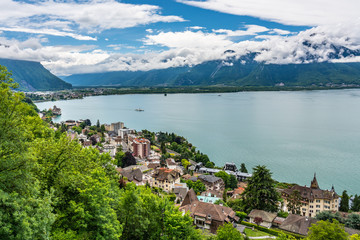 Fototapeta na wymiar Switzerland, Montreux and lake Leman view