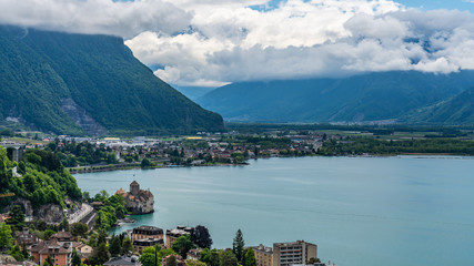 Switzerland, Montreux and lake Leman view