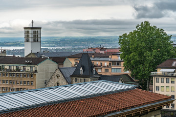 Switzerland, Lozanna cityscapes and rooftops