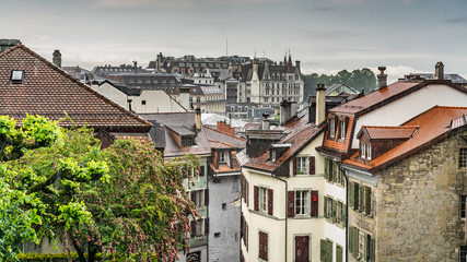 Switzerland, Lozanna cityscapes and rooftops