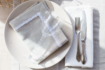 Rustic table settings. Country home decoration