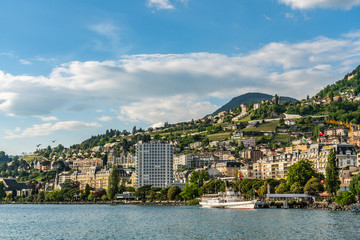 Fototapeta na wymiar Switzerland, Montreux lake Leman cityscapes