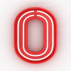 red neon sign number 3d render