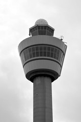 Fototapeta na wymiar Control tower at Schiphol airport in Amsterdam, the Netherlands