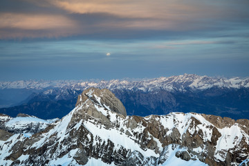 Fototapeta premium Blick vom Säntis im Dämmerlicht