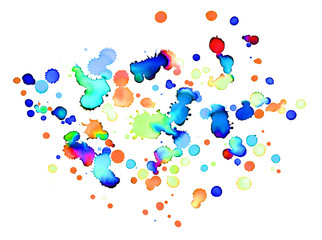 Obraz premium Hintergrund mit bunten Farbklecksen aus Wasserfarbe