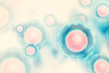 Cells with nucleus on scientific background