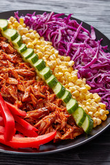Slow cooker pulled pork rancho salad