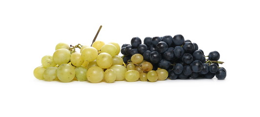 Dark and white grapes isolated on white background