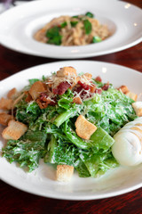Caesar salad plate with cheese and croutons