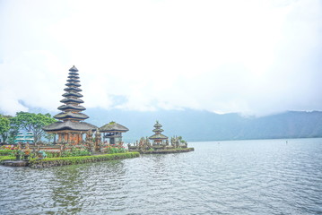 Travel Destination called Ulun Danu Temple at Bratan Lake in Bali, Indonesia