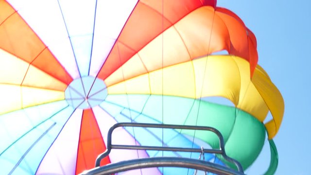 Close up of parachute for parasailing being blown by the wind