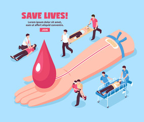 Blood Donation Isometric Concept