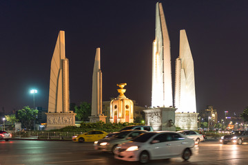 The Monument of Democracy in the centre of Bangkok at night