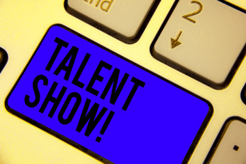 Handwriting text Talent Show. Concept meaning Competition of entertainers show casting their performances Keyboard blue key Intention create computer computing reflection document