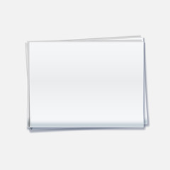 Blank newspaper on white background. Realistic newspaper empty mockup