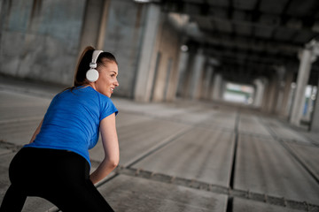 View at young woman exercising outside