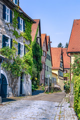 Traditional, colorful buildings in the old town of Dinkelsbühl