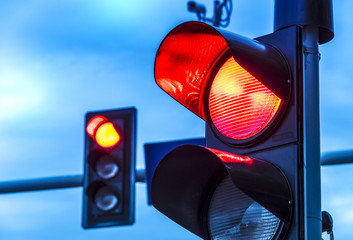 Traffic lights over urban intersection