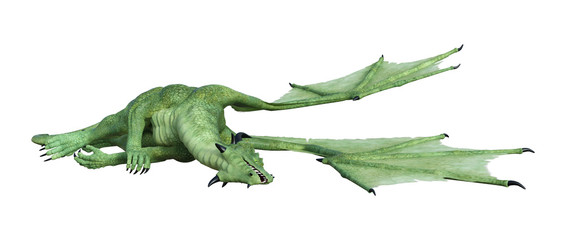 3D Rendering Fantasy Dragon on White