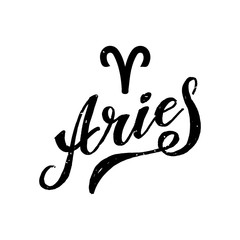 Aries lettering Calligraphy Brush Text horoscope Zodiac sign