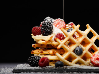 Photo of Belgian wafers with berries