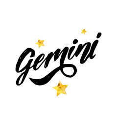 Gemini lettering Calligraphy Brush Text horoscope Zodiac sign
