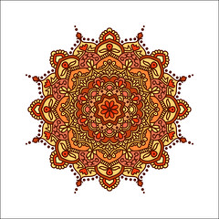Mandala geometric round ornament,, circular abstract pattern. Hand drawn decorative vector design element