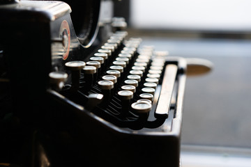 A vintage typewriter machine.