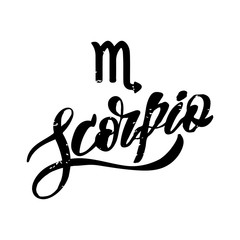 Scorpio lettering Calligraphy Brush Text horoscope Zodiac sign