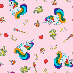 Cute seamless pattern with little unicorns