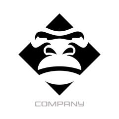 Modern gorilla in the square of the logo