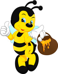 cute bee cartoon with honey