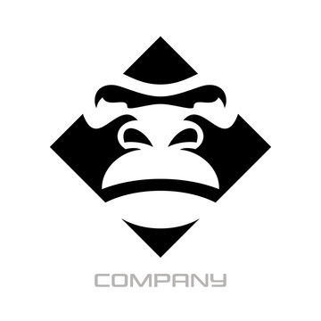 Modern gorilla in the square of the logo