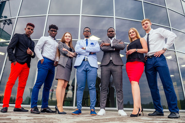 a group of multinational people businesswoman and business man at a business meeting communicating...