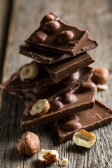 Chocolate bars with hazelnuts