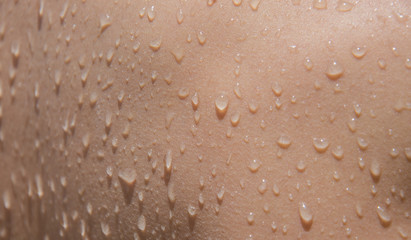 Some water droplets on persons skin