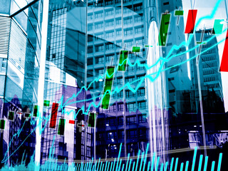 Perspective stock market index with modern building in background