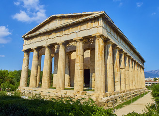 Temple of Hephaestus. Ancient Greek place of worship located at the northwest side of the Agora of Athens. Attica region, Greece.