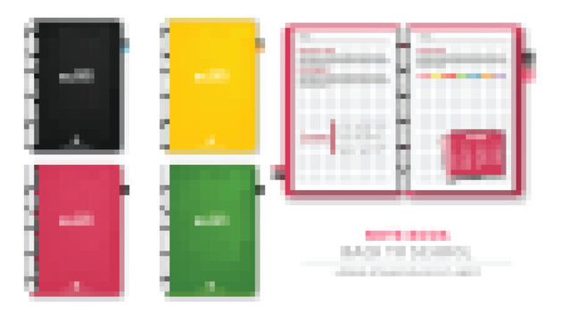 Colorful note books Vector realistic. 3d detailed illustrations