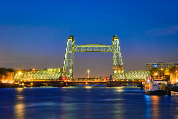 Fototapeta na wymiar De Hef old railroad bridge in Rotterdam, Netherlands