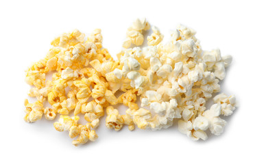 Delicious popcorn on white background