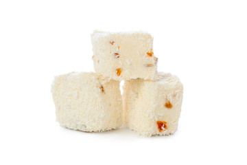Turkish delight isolated on white.