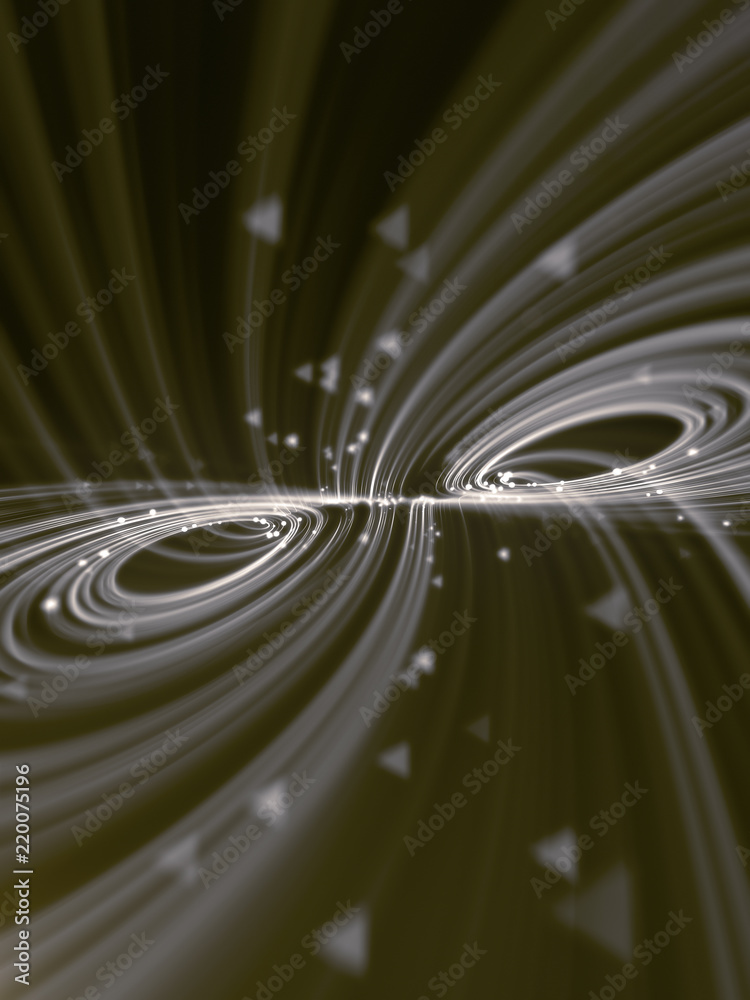 Aufkleber Magic wavy rings with on a dark background. 3d rendering
