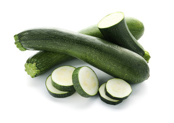 Fresh zucchini on white background