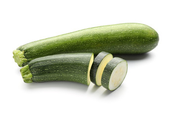 Fresh zucchini on white background