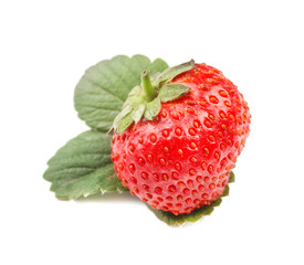 Ripe strawberry on white background